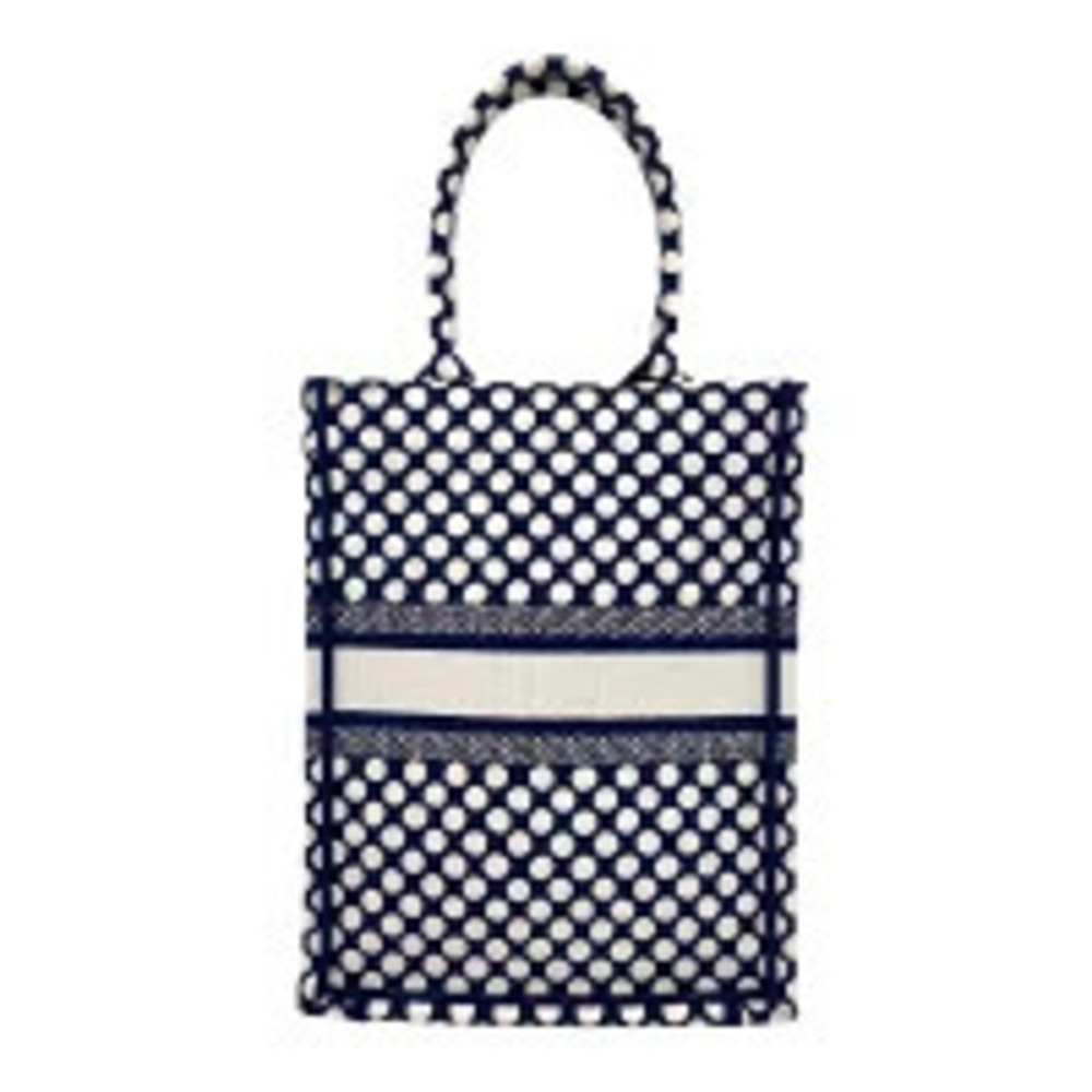 Dior Vertical Canvas Tote Bag  Dot Book Christian Black